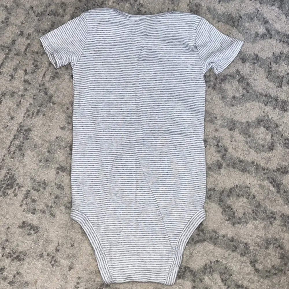 Carter’s One Piece Bodysuit 24 Month Short Sleeve Snap Striped Panda